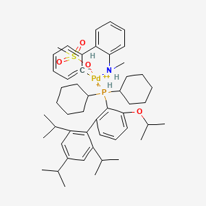 dicyclohexyl-[2-propan-2-yloxy-6-[2,4,6-tri(propan-2-yl)phenyl]phenyl]phosphanium;methanesulfonic acid;N-methyl-2-phenylaniline;palladium(2+)