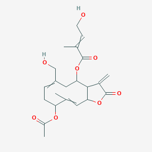 [9-Acetyloxy-6-(hydroxymethyl)-10-methyl-3-methylidene-2-oxo-3a,4,5,8,9,11a-hexahydrocyclodeca[b]furan-4-yl] 4-hydroxy-2-methylbut-2-enoate