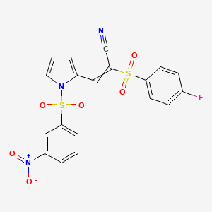 2-(4-Fluorophenyl)sulfonyl-3-[1-(3-nitrophenyl)sulfonyl-2-pyrrolyl]-2-propenenitrile