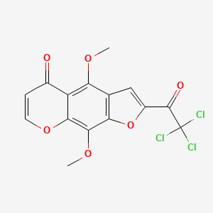 molecular formula C15H9Cl3O6 B12443188 4,9-Dimethoxy-2-trichloroacetyl-5H-furo-[3,2-g]-chromene-5-one 