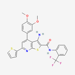 molecular formula C27H20F3N3O3S2 B12443327 3-amino-4-(3,4-dimethoxyphenyl)-6-(thiophen-2-yl)-N-[2-(trifluoromethyl)phenyl]thieno[2,3-b]pyridine-2-carboxamide 