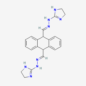 molecular formula C22H24N8 B1244335 9,10-Anthracenedicarboxaldehyde, 9,10-dihydro-, bis((4,5-dihydro-1H-imidazol-2-yl)hydrazone) CAS No. 71440-48-7