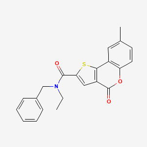 molecular formula C22H19NO3S B1244336 N-ethyl-8-methyl-4-oxo-N-(phenylmethyl)-2-thieno[3,2-c][1]benzopyrancarboxamide 