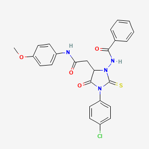 N-[3-(4-chlorophenyl)-5-{2-[(4-methoxyphenyl)amino]-2-oxoethyl}-4-oxo-2-thioxoimidazolidin-1-yl]benzamide