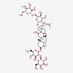 (3R,4S,5S,6R)-2-[[(2R,3S,4S,5R,6S)-6-[2-[(3S,5R,8R,9R,10R,12R,13R,14R,17S)-3-[(2R,3R,4S,5S,6R)-4,5-dihydroxy-6-(hydroxymethyl)-3-[(2S,3R,4S,5S,6R)-3,4,5-trihydroxy-6-(hydroxymethyl)oxan-2-yl]oxyoxan-2-yl]oxy-12-hydroxy-4,4,8,10,14-pentamethyl-2,3,5,6,7,9,11,12,13,15,16,17-dodecahydro-1H-cyclopenta[a]phenanthren-17-yl]-6-methylhept-5-en-2-yl]oxy-3,4,5-trihydroxyoxan-2-yl]methoxy]-6-(hydroxymethyl)oxane-3,4,5-triol