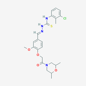 molecular formula C24H29ClN4O4S B1244337 1-(3-chloro-2-methylphenyl)-3-[(E)-[4-[2-(2,6-dimethylmorpholin-4-yl)-2-oxoethoxy]-3-methoxyphenyl]methylideneamino]thiourea 