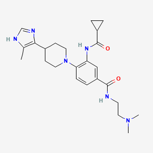 molecular formula C24H34N6O2 B1244344 3-[(cyclopropylcarbonyl)amino]-N-[2-(dimethylamino)ethyl]-4-[4-(5-methyl-1h-imidazol-4-yl)piperidin-1-yl]benzamide 