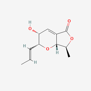 molecular formula C11H14O4 B1244348 (2R,3R,7S,7aR)-3-Hydroxy-7-methyl-2-[(1E)-1-propen-1-yl]-2,3,7,7a-tetrahydro-5H-furo[3,4-b]pyran-5-one CAS No. 215876-56-5
