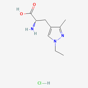 molecular formula C9H16ClN3O2 B12443519 3-(1-Ethyl-3-methyl-1H-pyrazol-4-yl)alanine hydrochloride 