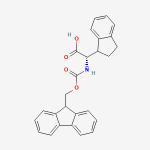 molecular formula C26H23NO4 B12443573 (S)-2,3-dihydro-1H-inden-1-yl({[(9H-fluoren-9-ylmethoxy)carbonyl]amino})acetic acid 