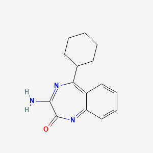 molecular formula C15H17N3O B12443588 3-Amino-5-cyclohexyl-1,4-benzodiazepin-2-one 