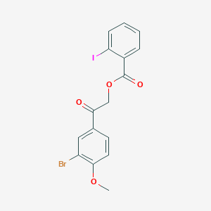 molecular formula C16H12BrIO4 B12443659 2-(3-Bromo-4-methoxyphenyl)-2-oxoethyl 2-iodobenzoate 