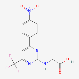 molecular formula C13H9F3N4O4 B12443709 N-[6-(4-Nitrophenyl)-4-(trifluoromethyl)pyrimidin-2-yl]glycine 