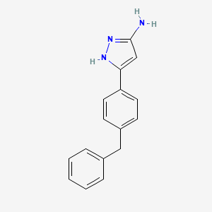 molecular formula C16H15N3 B12443721 5-(4-Benzyl-phenyl)-2H-pyrazol-3-ylamine 