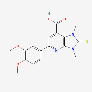 molecular formula C17H17N3O4S B12443768 2,3-Dihydro-5-(3,4-dimethoxyphenyl)-1,3-dimethyl-2-thioxo-1H-imidazo-[4,5-b]-pyridine-7-carboxylic acid 