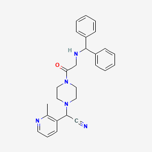 molecular formula C27H29N5O B1244379 {4-[2-(Benzhydryl-amino)-acetyl]-piperazin-1-yl}-(2-methyl-pyridin-3-yl)-acetonitrile 