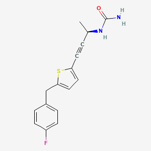 molecular formula C16H15FN2OS B1244387 [(2R)-4-[5-[(4-fluorophenyl)methyl]thiophen-2-yl]but-3-yn-2-yl]urea 