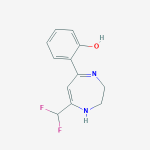 molecular formula C12H12F2N2O B12444074 2-[7-Difluoromethyl-2,3-dihydro-1H-1,4-diazepine-5-YL]phenol 