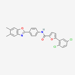 5-(2,5-dichlorophenyl)-N-[4-(5,6-dimethyl-1,3-benzoxazol-2-yl)phenyl]furan-2-carboxamide