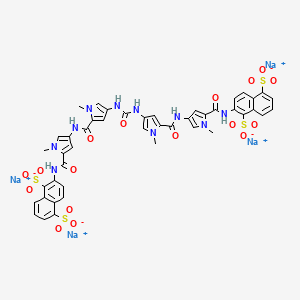 molecular formula C45H36N10Na4O17S4 B1244410 Tetrasodium;2-[[4-[[4-[[5-[[5-[(1,5-disulfonatonaphthalen-2-yl)carbamoyl]-1-methylpyrrol-3-yl]carbamoyl]-1-methylpyrrol-3-yl]carbamoylamino]-1-methylpyrrole-2-carbonyl]amino]-1-methylpyrrole-2-carbonyl]amino]naphthalene-1,5-disulfonate 