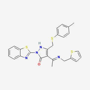 (4Z)-2-(1,3-benzothiazol-2-yl)-5-{[(4-methylphenyl)sulfanyl]methyl}-4-{1-[(thiophen-2-ylmethyl)amino]ethylidene}-2,4-dihydro-3H-pyrazol-3-one