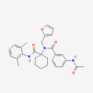 molecular formula C29H33N3O4 B12444576 3-(acetylamino)-N-{1-[(2,6-dimethylphenyl)carbamoyl]cyclohexyl}-N-(furan-2-ylmethyl)benzamide 