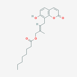 molecular formula C22H28O5 B1244465 7-Hydroxy-8-[4-(octanoyloxy)-3-methyl-2-butenyl]-2H-1-benzopyran-2-one 