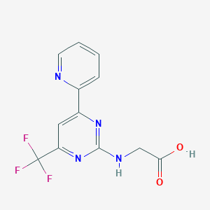 molecular formula C12H9F3N4O2 B12444749 N-[6-(Pyridin-2-yl)-4-(trifluoromethyl)pyrimidin-2-yl]glycine 