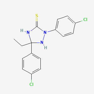 molecular formula C16H15Cl2N3S B12444784 2,5-Bis(4-chlorophenyl)-5-ethyl-1,2,4-triazolidine-3-thione 