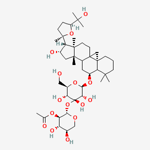 molecular formula C43H70O15 B12444798 [(2S,3R,4S,5R)-4,5-Dihydroxy-2-[(2R,3S,4R,5R,6R)-3,4,5-trihydroxy-2-[[(3R,9S,12S,14S,15R,16R)-14-hydroxy-15-[(2R,5S)-5-(2-hydroxypropan-2-yl)-2-methyloxolan-2-yl]-7,7,12,16-tetramethyl-9-pentacyclo[9.7.0.01,3.03,8.012,16]octadecanyl]oxy]-6-(hydroxymethyl)oxan-4-yl]oxyoxan-3-yl] acetate 