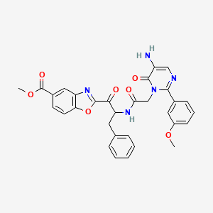2-(2-{2-[5-Amino-2-(3-methoxy-phenyl)-6-oxo-6H-pyrimidin-1-yl]-acetylamino}-3-phenyl-propionyl)-benzooxazole-5-carboxylic acid methyl ester