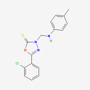 molecular formula C16H14ClN3OS B12444859 5-(2-chlorophenyl)-3-{[(4-methylphenyl)amino]methyl}-1,3,4-oxadiazole-2(3H)-thione 