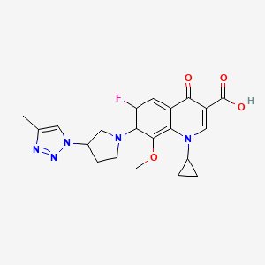 molecular formula C21H22FN5O4 B1244488 1-Cyclopropyl-6-fluoro-8-methoxy-7-[3-(4-methyltriazol-1-yl)pyrrolidin-1-yl]-4-oxoquinoline-3-carboxylic acid CAS No. 168959-31-7