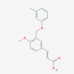 molecular formula C18H18O4 B12444965 3-{4-Methoxy-3-[(3-methylphenoxy)methyl]phenyl}prop-2-enoic acid 