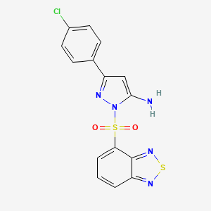 molecular formula C15H10ClN5O2S2 B1244498 2-(2,1,3-Benzothiadiazol-4-ylsulfonyl)-5-(4-chlorophenyl)-3-pyrazolamine 