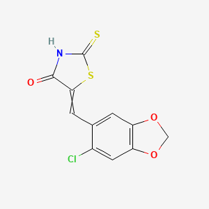 (5E)-5-[(6-chloro-2H-1,3-benzodioxol-5-yl)methylidene]-2-sulfanyl-1,3-thiazol-4-one