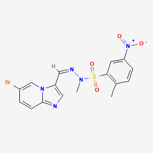 molecular formula C16H14BrN5O4S B1244520 N'-((6-bromoimidazo[1,2-a]pyridin-3-yl)methylene)-N,2-dimethyl-5-nitrobenzenesulfonohydrazide CAS No. 1201670-42-9
