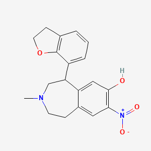 molecular formula C19H20N2O4 B1244522 (+)-5-(2,3-dihydrobenzofuran-7-yl)-3-methyl-8-nitro-2,3,4,5-tetrahydro-1H-3-benzazepin-7-ol 