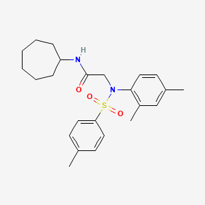 molecular formula C24H32N2O3S B12445388 N-cycloheptyl-N~2~-(2,4-dimethylphenyl)-N~2~-[(4-methylphenyl)sulfonyl]glycinamide 