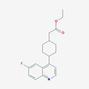 molecular formula C19H22FNO2 B12445479 Ethyl 2-(4-(6-fluoroquinolin-4-yl)cyclohexyl)acetate 