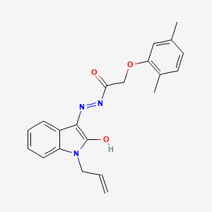 molecular formula C21H21N3O3 B12445510 2-(2,5-dimethylphenoxy)-N'-[(3E)-2-oxo-1-(prop-2-en-1-yl)-1,2-dihydro-3H-indol-3-ylidene]acetohydrazide 