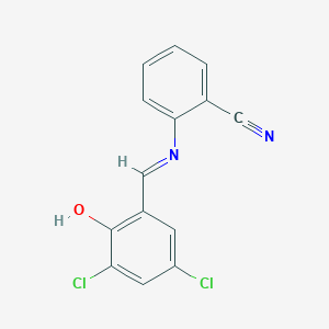 molecular formula C14H8Cl2N2O B12445559 Benzonitrile, 2-(2-hydroxy-3,5-dichlorobenzylidenamino)- 