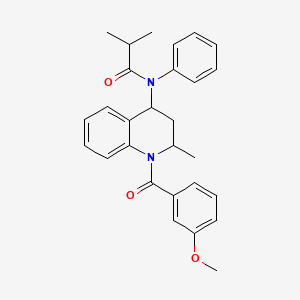 molecular formula C28H30N2O3 B12445586 N-{1-[(3-methoxyphenyl)carbonyl]-2-methyl-1,2,3,4-tetrahydroquinolin-4-yl}-2-methyl-N-phenylpropanamide 