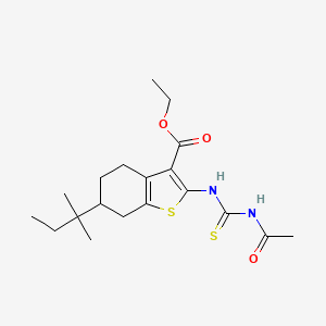 molecular formula C19H28N2O3S2 B12445608 Ethyl 2-[(acetylcarbamothioyl)amino]-6-(2-methylbutan-2-yl)-4,5,6,7-tetrahydro-1-benzothiophene-3-carboxylate 