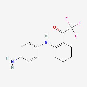 molecular formula C14H15F3N2O B12445649 1-[2-(4-Aminoanilino)cyclohexen-1-yl]-2,2,2-trifluoro-ethanone 