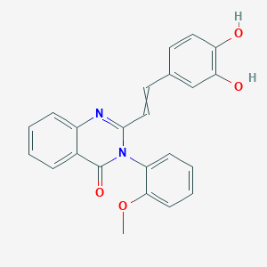 molecular formula C23H18N2O4 B12445834 2-[(1E)-2-(3,4-dihydroxyphenyl)ethenyl]-3-(2-methoxyphenyl)quinazolin-4-one 