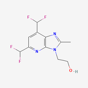 molecular formula C11H11F4N3O B12445842 2-(5,7-Bis(difluoromethyl)-2-methyl-3H-imidazo-[4,5-b]-pyridin-3-yl)ethanol 