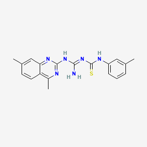 molecular formula C19H20N6S B1244605 1-[N-(4,7-dimethylquinazolin-2-yl)carbamimidoyl]-3-(3-methylphenyl)thiourea 