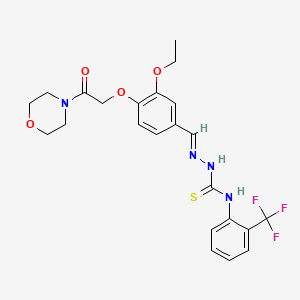 molecular formula C23H25F3N4O4S B1244611 1-[(E)-[3-ethoxy-4-(2-morpholin-4-yl-2-oxoethoxy)phenyl]methylideneamino]-3-[2-(trifluoromethyl)phenyl]thiourea 