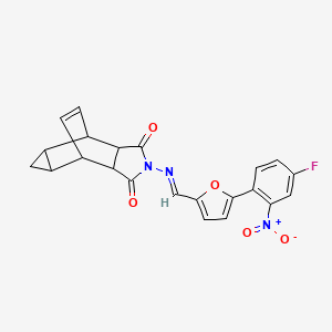 molecular formula C22H16FN3O5 B1244614 2-({(E)-[5-(4-氟-2-硝基苯基)呋喃-2-基]亚甲基}氨基)六氢-4,6-乙烯环丙并[f]异吲哚-1,3(2H,3aH)-二酮 